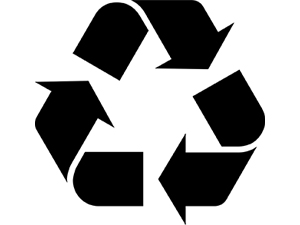 Black and white recycle symbol